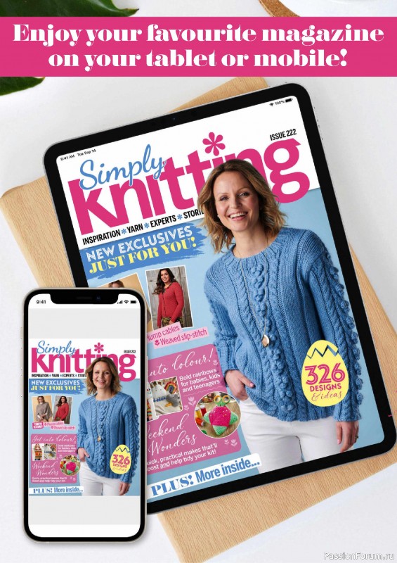 Вязаные модели спицами в журнале «Simply Knitting №222 2022»