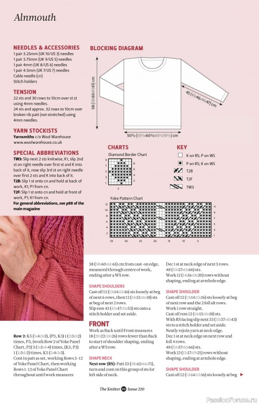 Вязаные проекты спицами в журнале «The Knitter №220 2025»