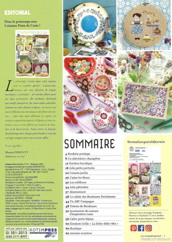 Коллекция вышивки в журнале «Creation Point de Croix №111 2025»