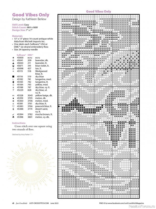 Коллекция вышивки в журнале «Just CrossStitch - June 2023»