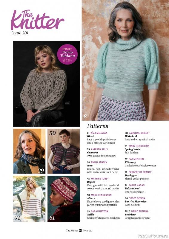 Вязаные проекты спицами в журнале «The Knitter №201 2024»