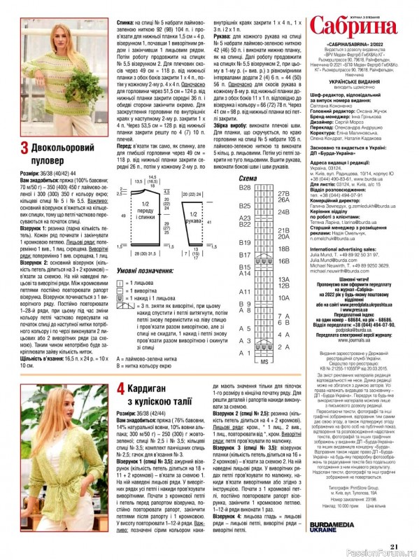 Вязаные модели для весны в журнале «Сабрина №2 2022 Украина»