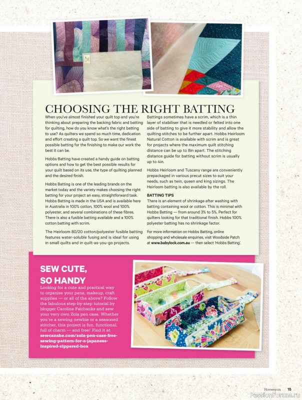 Коллекция проектов для рукодельниц в журнале «Australian Homespun - October-November 2025»