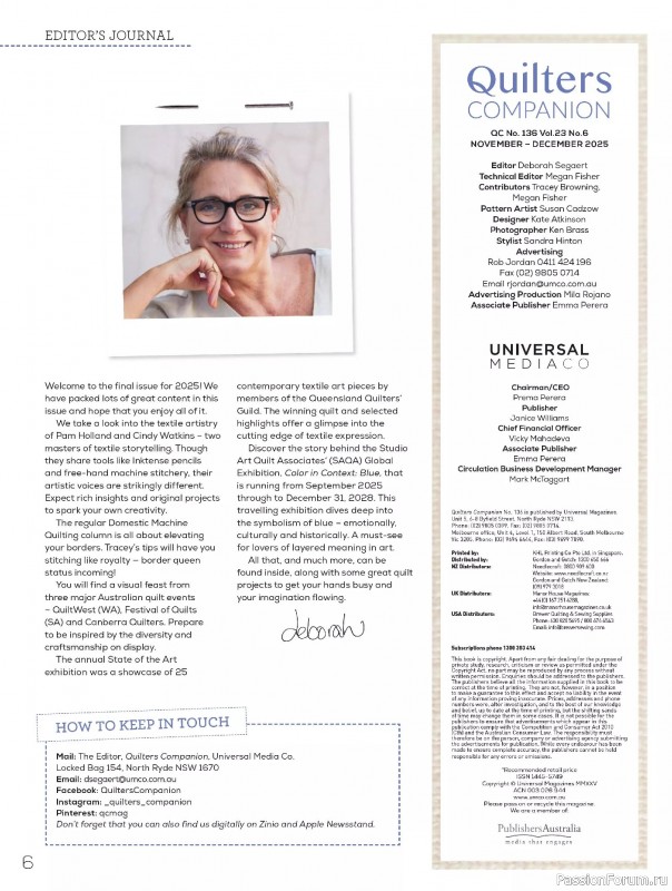 Коллекция проектов для рукодельниц в журнале «Quilters Companion №136 2025»