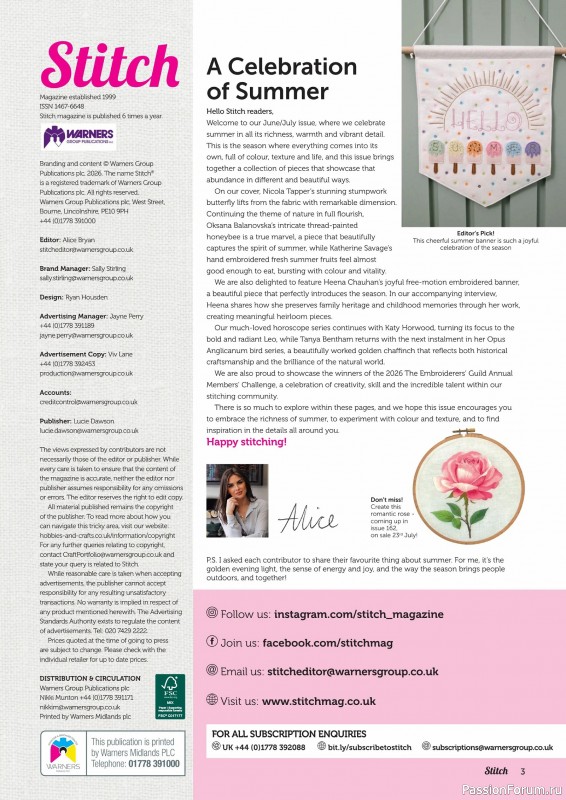 Коллекция проектов для рукодельниц в журнале «Stitch Magazine №161 2026»