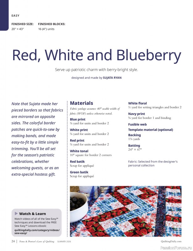 Коллекция проектов для рукодельниц в журнале «Love of Quilting - Summer 2026»