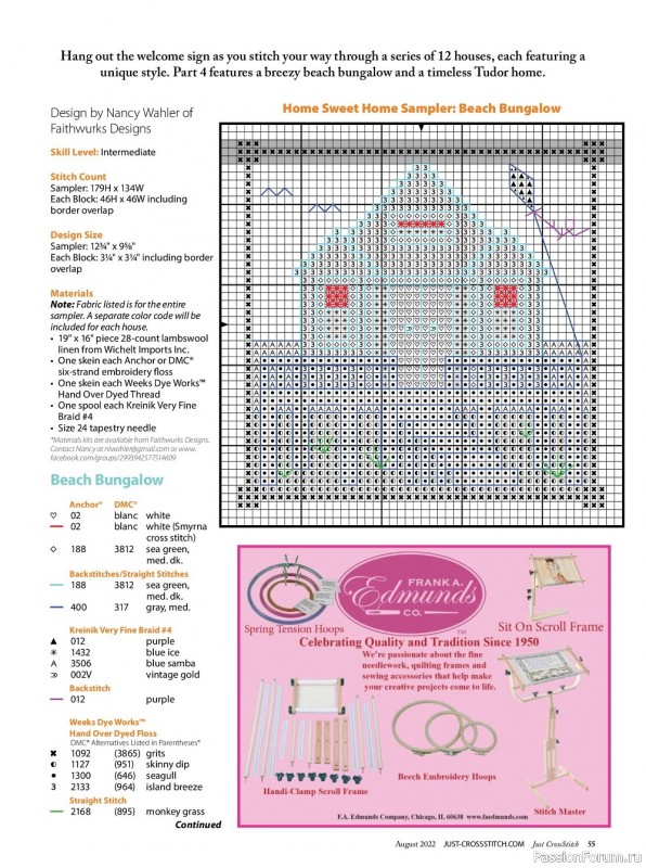 Коллекция вышивки в журнале «Just CrossStitch - August 2022»