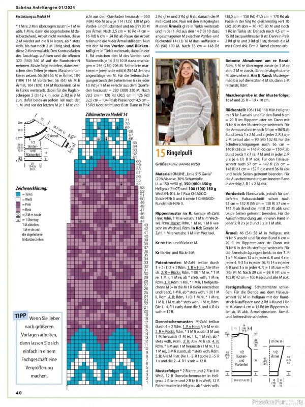 Вязаные модели в журнале «Sabrina №1 2024 Germany»