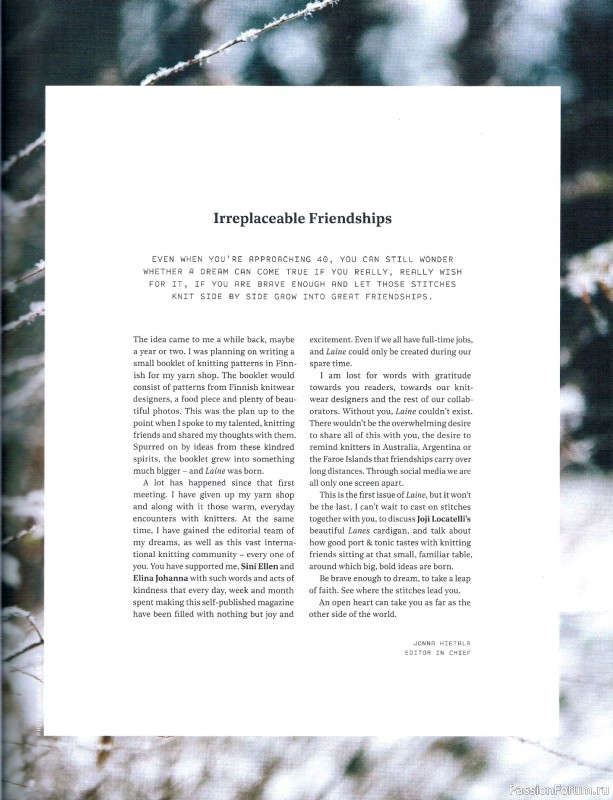 Вязаные проекты в журнале &laquo;Laine Magazine №1 2016 Autumn/Winter&raquo;.