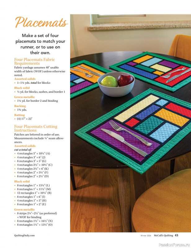 Коллекция проектов для рукодельниц в журнале «McCall's Quilting - Winter 2026»