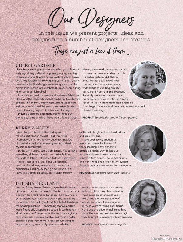 Коллекция проектов для рукодельниц в журнале «Australian Homespun №228 2025»