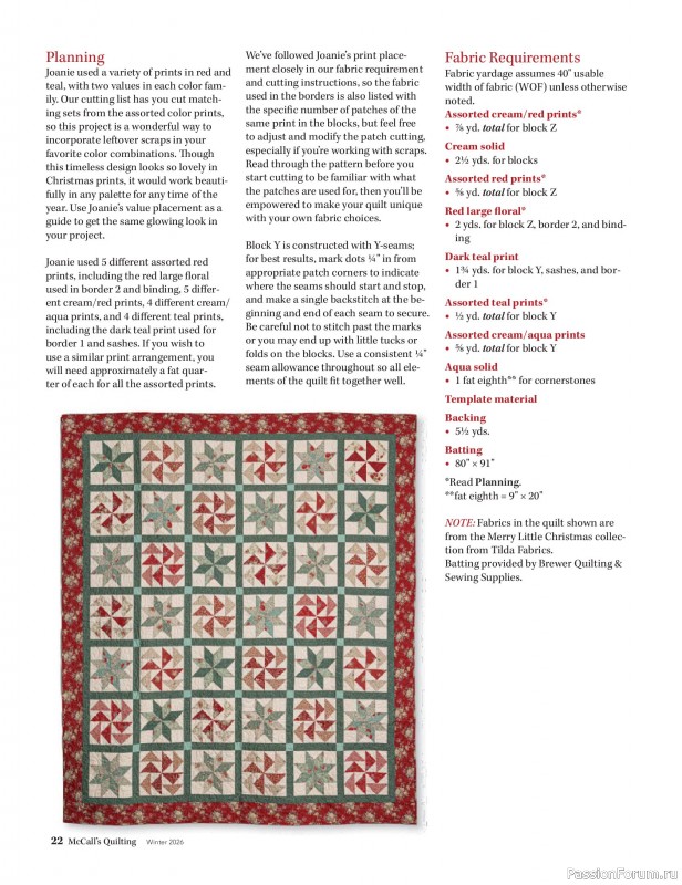 Коллекция проектов для рукодельниц в журнале «McCall's Quilting - Winter 2026»