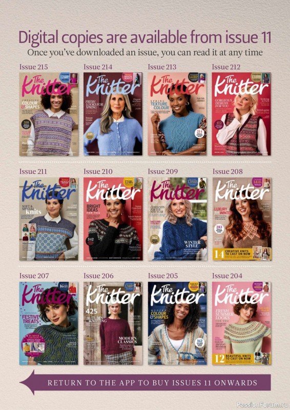 Вязаные проекты спицами в журнале «The Knitter №220 2025»