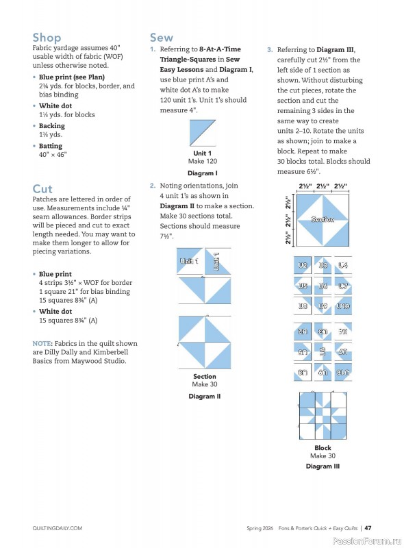 Коллекция проектов для рукодельниц в журнале &laquo;Quick+Easy Quilts - Spring 2026&raquo;