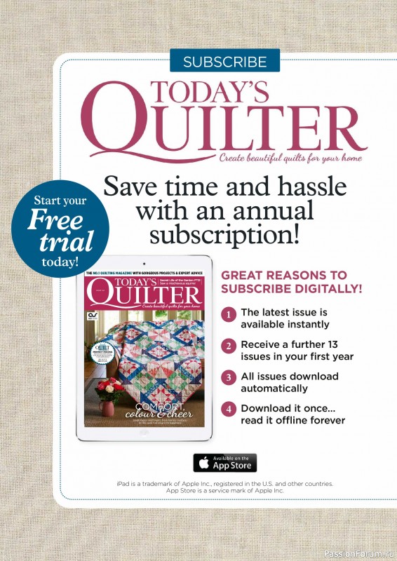 Коллекция проектов для рукодельниц в журнале «Todays Quilter №144 2026»