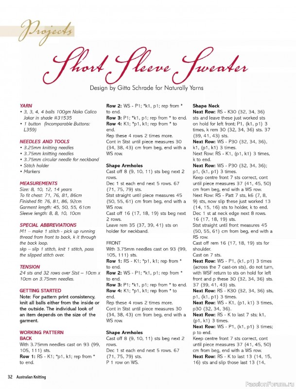 Вязаные модели спицами в журнале &laquo;Australian Knitting Vol.18 №1 2026&raquo;