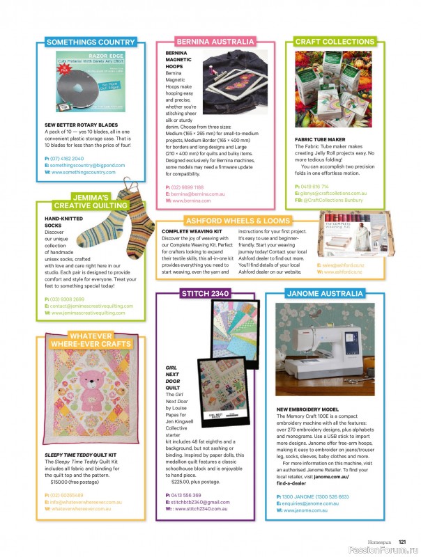 Коллекция проектов для рукодельниц в журнале «Australian Homespun №228 2025»