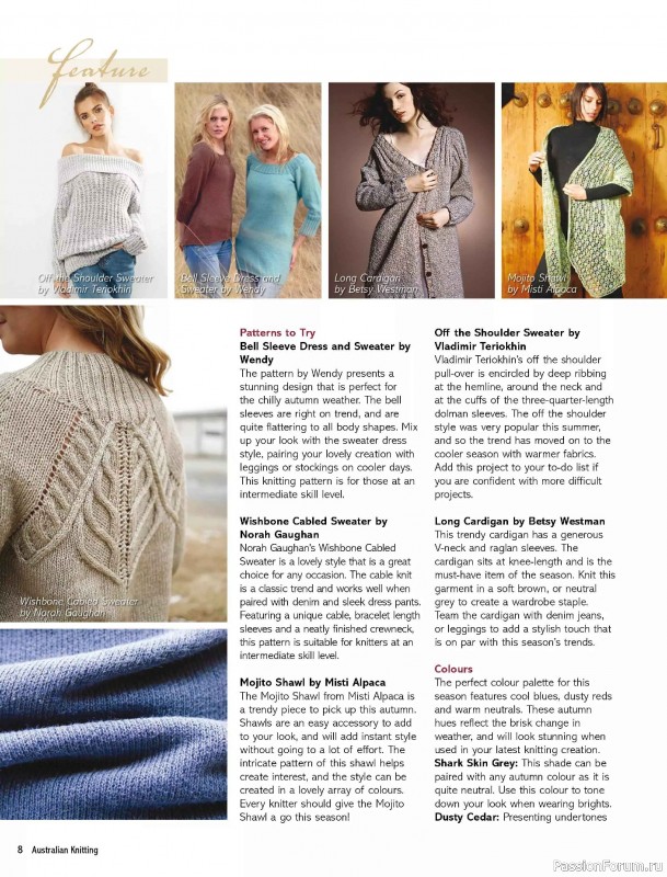 Вязаные модели спицами в журнале &laquo;Australian Knitting Vol.18 №1 2026&raquo;