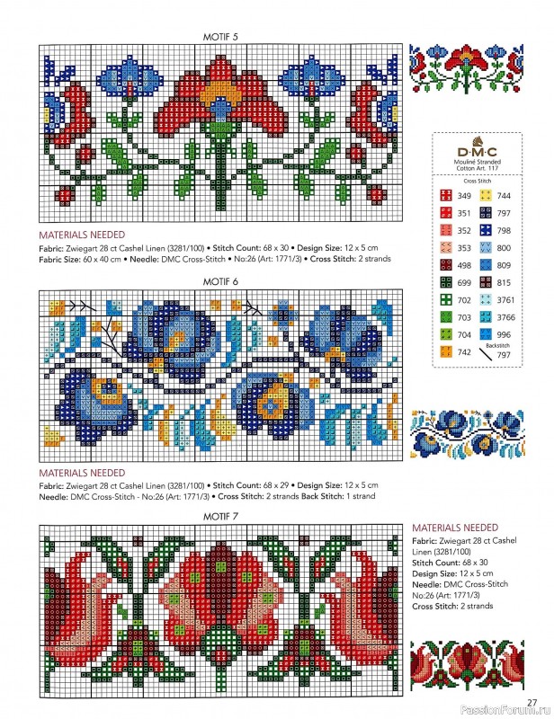 Коллекция вышивки в книге &laquo;Floral Folk Art in Cross Stitch&raquo;