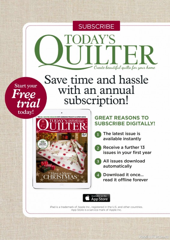 Коллекция проектов для рукодельниц в журнале «Todays Quilter №132 2025»