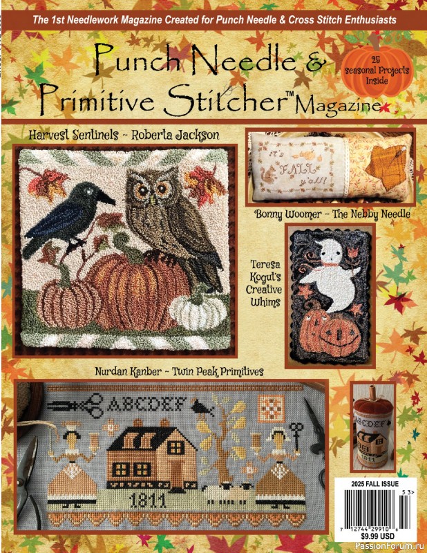 Коллекция вышивки в журнале «Punch Needle & Primitive Stitcher – Fall 2025»