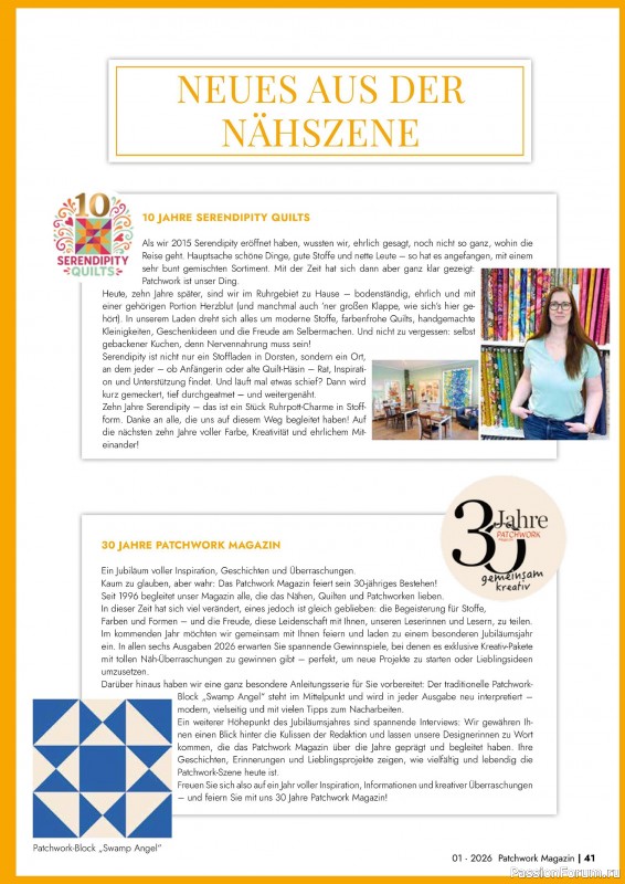 Коллекция проектов для рукодельниц в журнале «Patchwork das Magazin №1 2026»