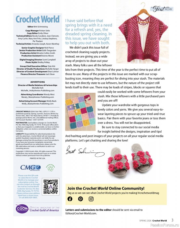 Вязаные проекты крючком в журнале &laquo;Crochet World - Spring 2026&raquo;