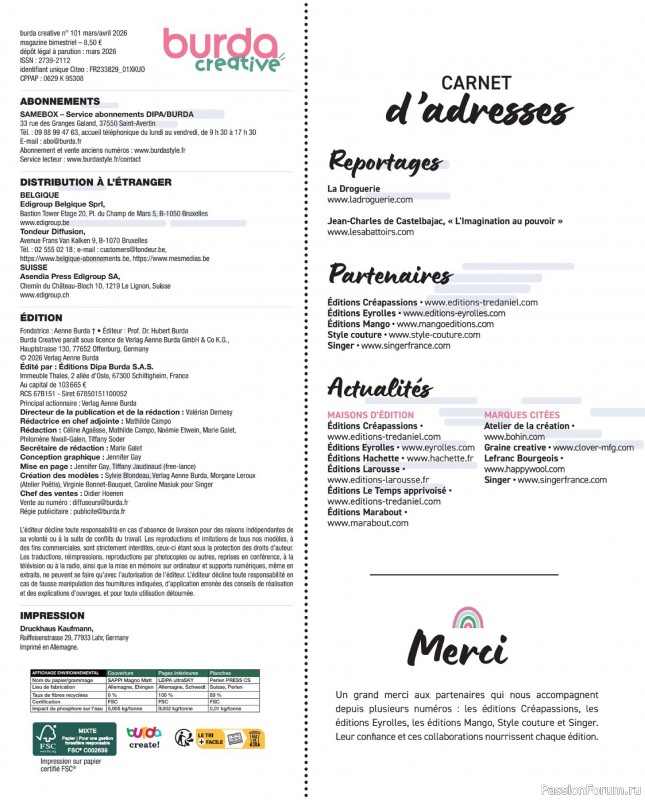 Коллекция проектов для рукодельниц в журнале «Burda Creative №101 2026»