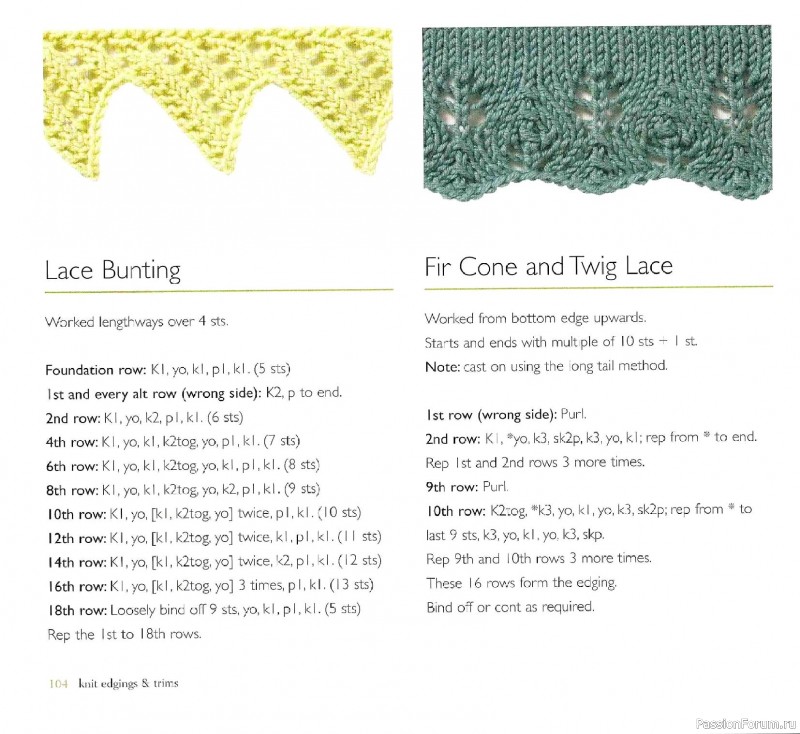 Вязаные проекты в книге &laquo;Knit Edgings & Trims 150 Stitches&raquo;.