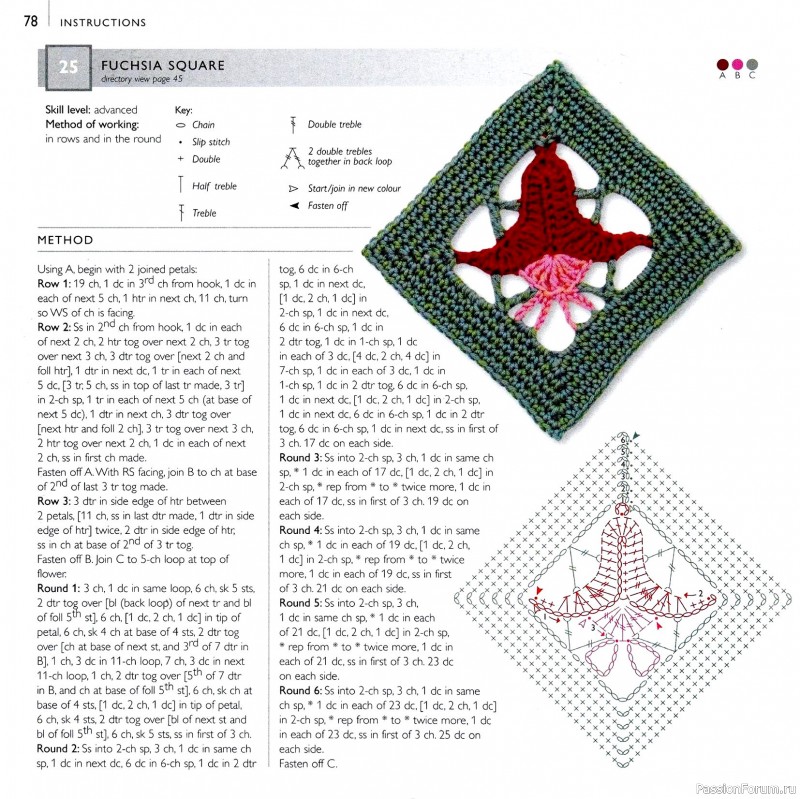 Вязаные проекты в книге &laquo;75 Crocheted Floral Blocks&raquo;. Часть 1