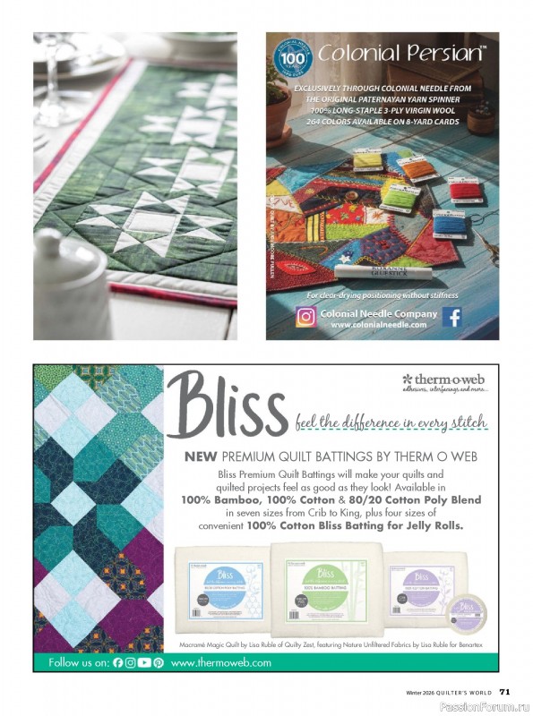 Коллекция проектов для рукодельниц в журнале «Quilter's World - Winter 2026»