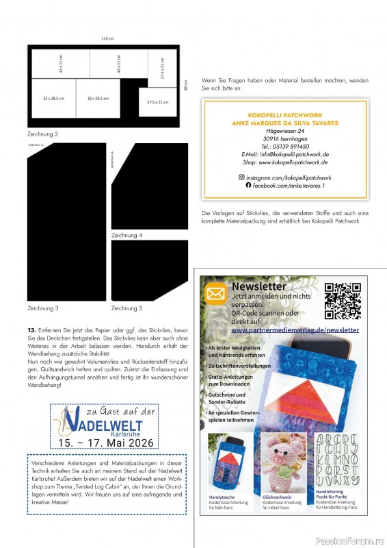 Коллекция проектов для рукодельниц в журнале &laquo;Patchwork das Magazin №3 2026&raquo;