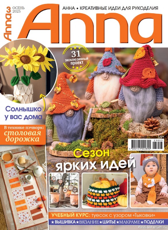 Коллекция проектов для рукодельниц в журнале &laquo;Anna №3 2025 Осень&raquo;