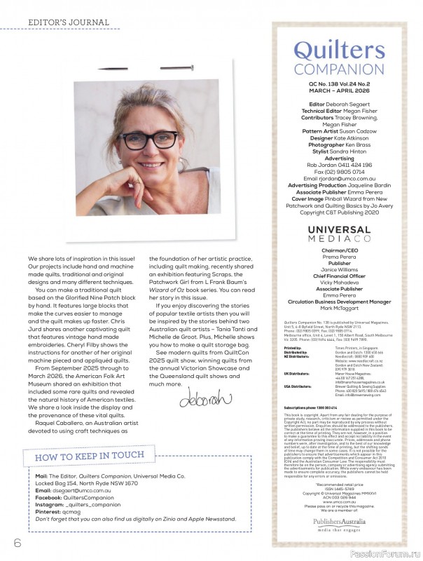 Коллекция проектов для рукодельниц в журнале &laquo;Quilters Companion №138 2026&raquo;