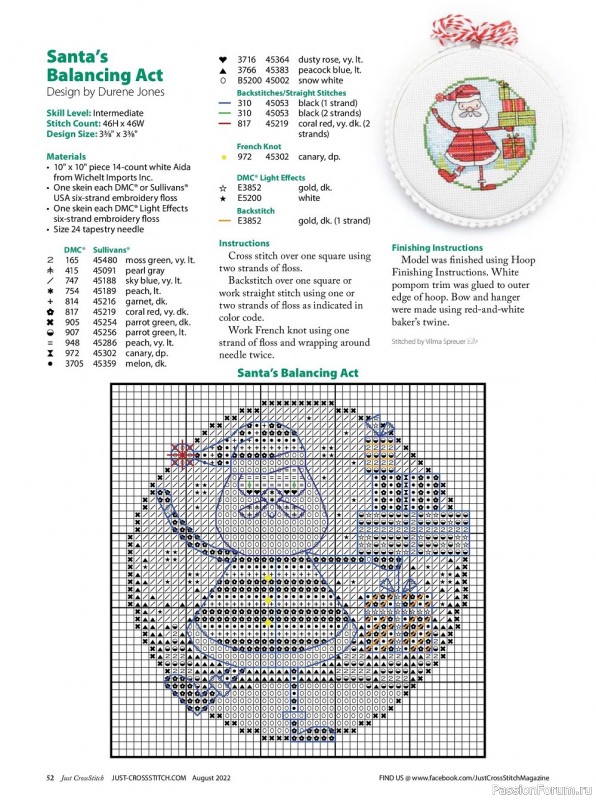 Коллекция вышивки в журнале «Just CrossStitch - August 2022»