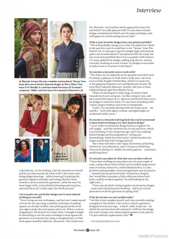 Вязаные проекты спицами в журнале «The Knitter №224 2026»