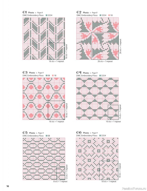 Вязаные проекты в книге &laquo;200 Japanese Cross Stitch Designs&raquo;.