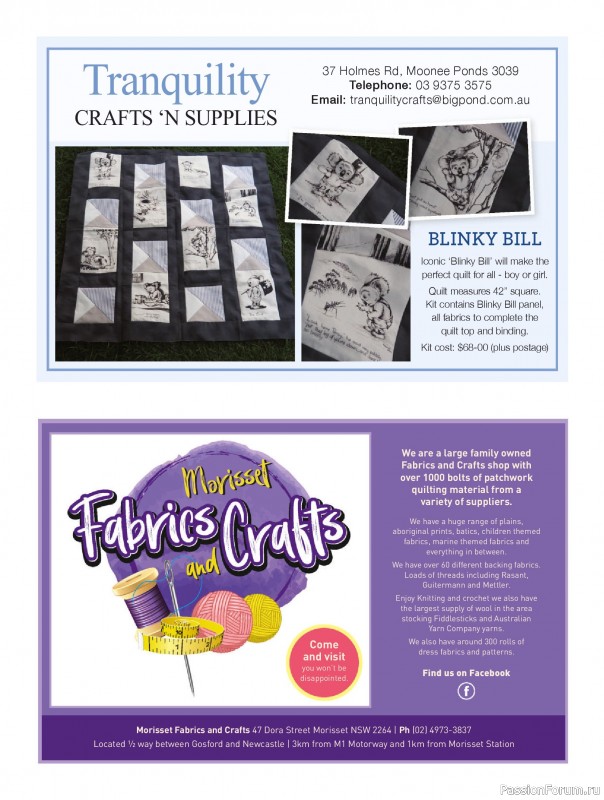 Коллекция проектов для рукодельниц в журнале «Australian Homespun №228 2025»