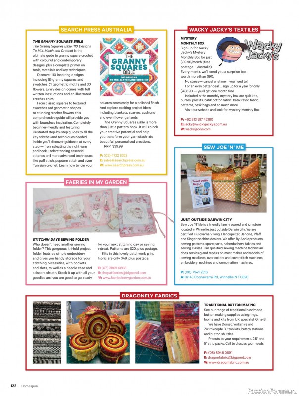 Коллекция проектов для рукодельниц в журнале «Australian Homespun №228 2025»