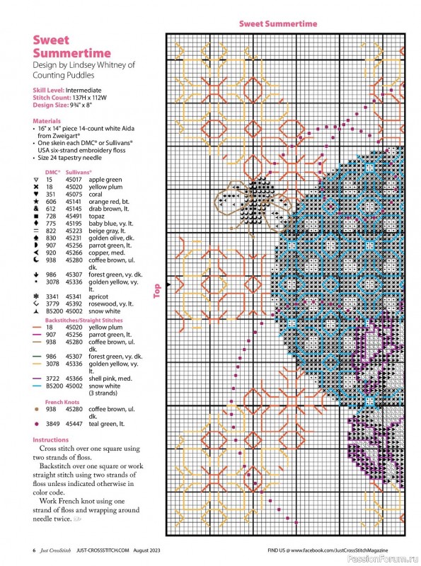 Коллекция вышивки в журнале «Just CrossStitch - August 2023»