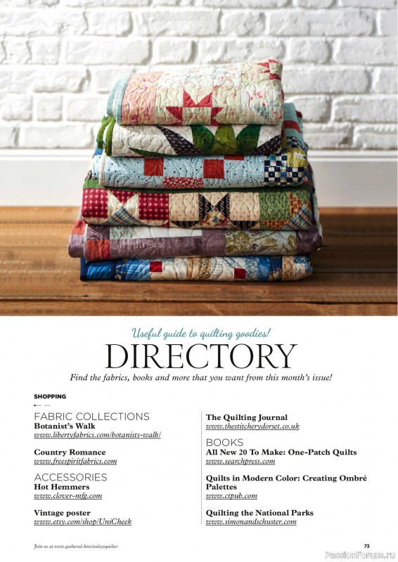 Коллекция проектов для рукодельниц в журнале «Todays Quilter №125 2025»