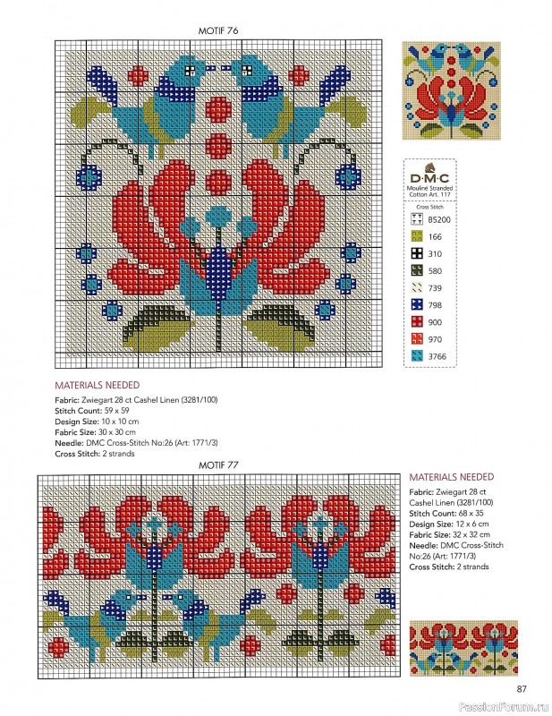 Коллекция вышивки в книге &laquo;Floral Folk Art in Cross Stitch&raquo;