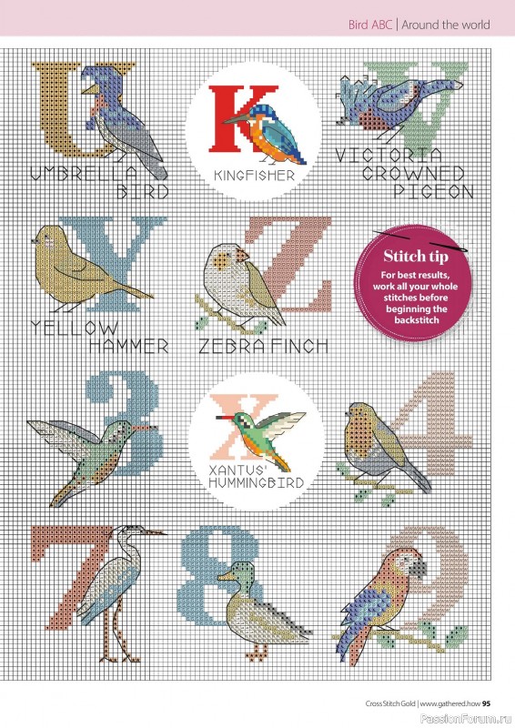 Коллекция вышивки в журнале «Cross Stitch Gold - Birds Collection 2024»