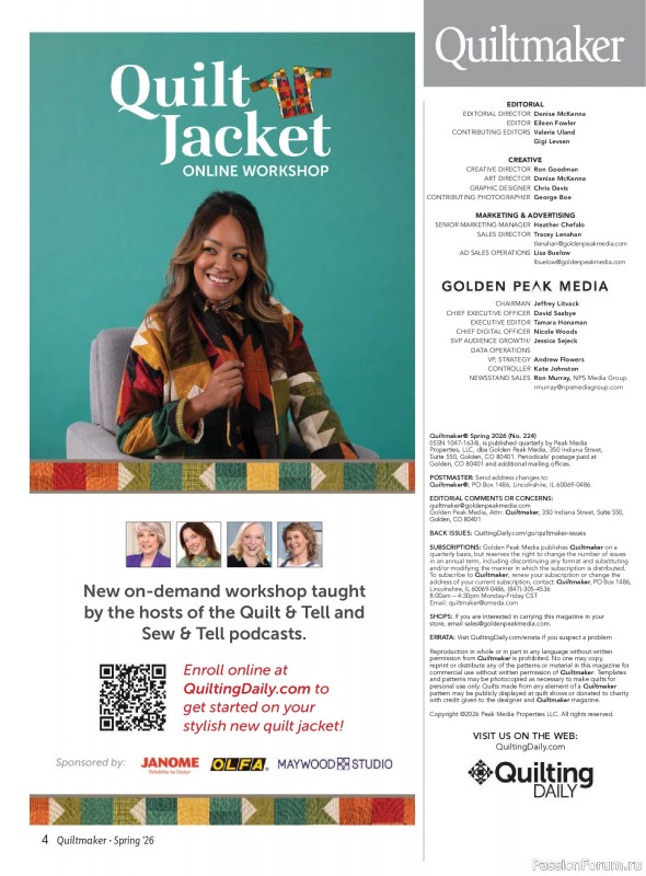 Коллекция проектов для рукодельниц в журнале «Quiltmaker №224 2026»