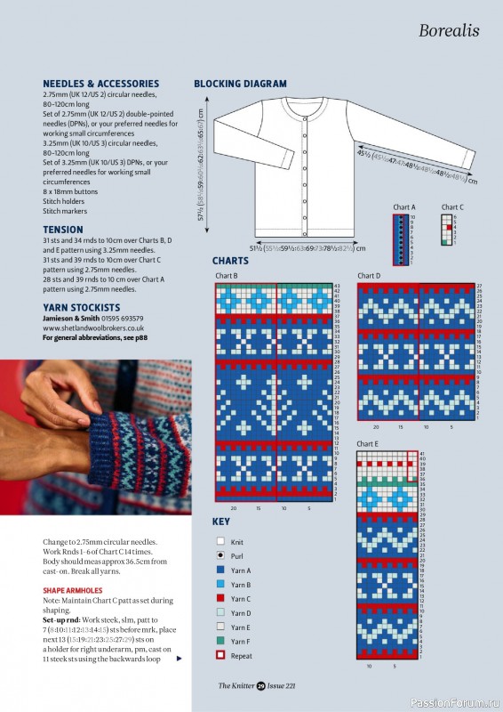 Вязаные проекты спицами в журнале «The Knitter №221 2025»