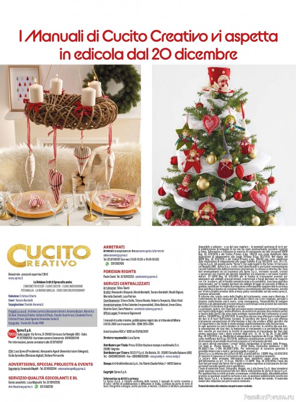 Коллекция проектов для рукодельниц в журнале «Cucito Creativo - Novembre-Dicembre 2023»