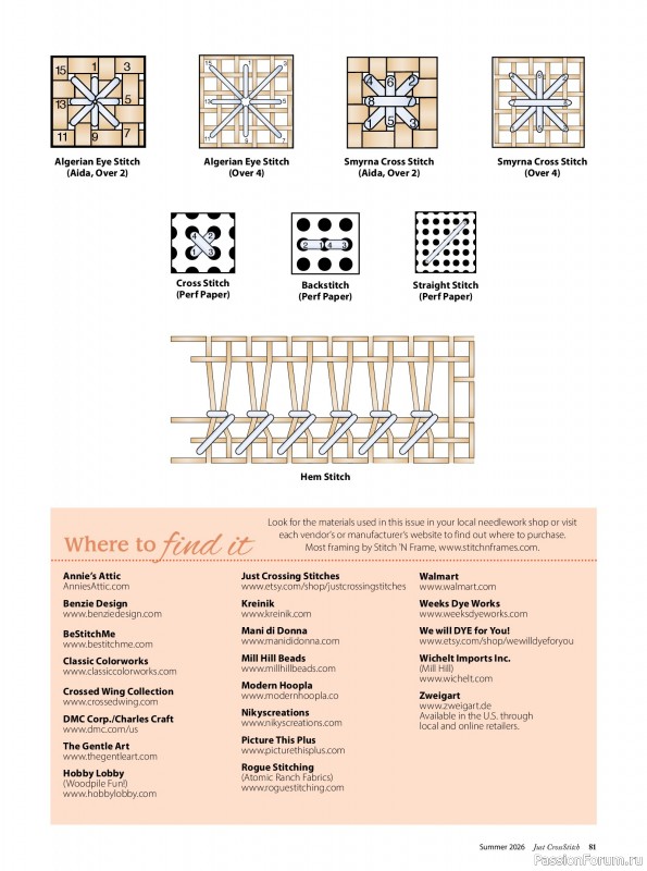 Коллекция вышивки в журнале &laquo;Just CrossStitch - Summer 2026&raquo;