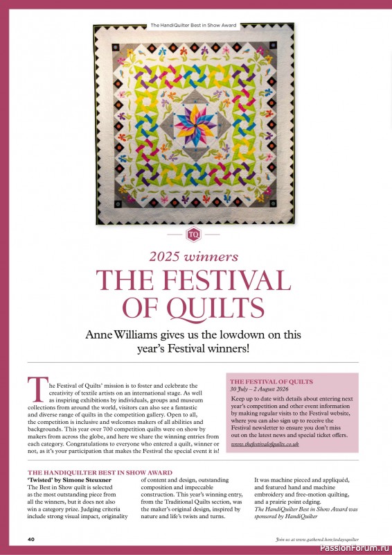 Коллекция проектов для рукодельниц в журнале «Todays Quilter №132 2025»