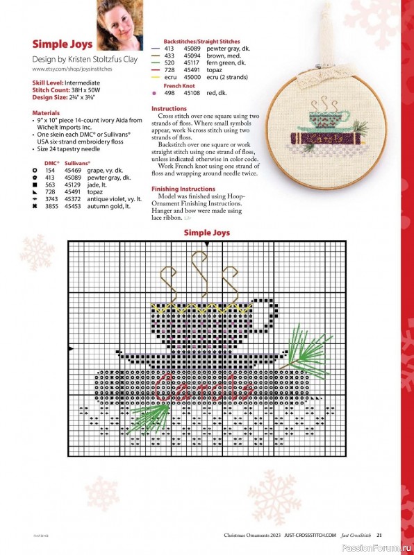 Коллекция вышивки в журнале «Just CrossStitch - Christmas Ornaments 2023»