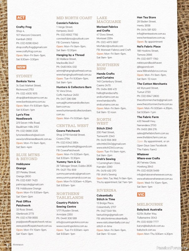 Коллекция проектов для рукодельниц в журнале «Australian Homespun №228 2025»